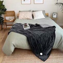 2 Pks Eco Friendly Heating Reversible Flannel Heated Throw Electric Blanket With Timer Settings